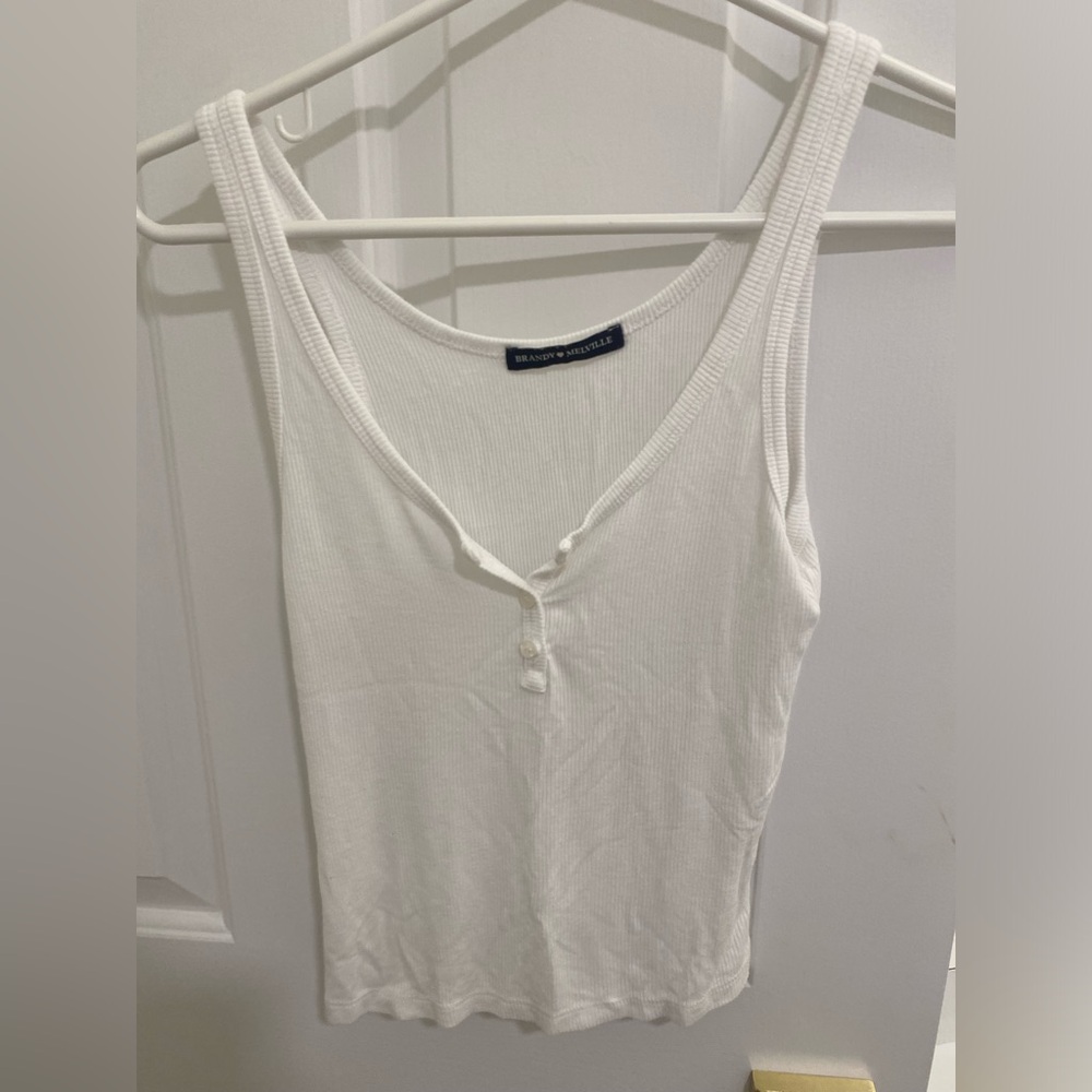 Brandy Melville White Buttoned Tank Top